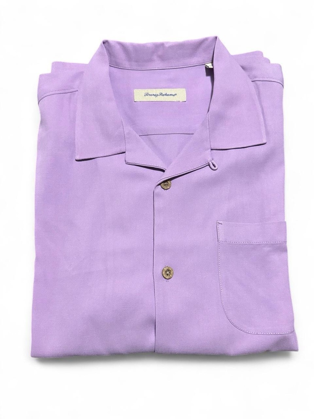 Tommy Bahama Silk Lavender Short Sleeve Camp Collar Shirt